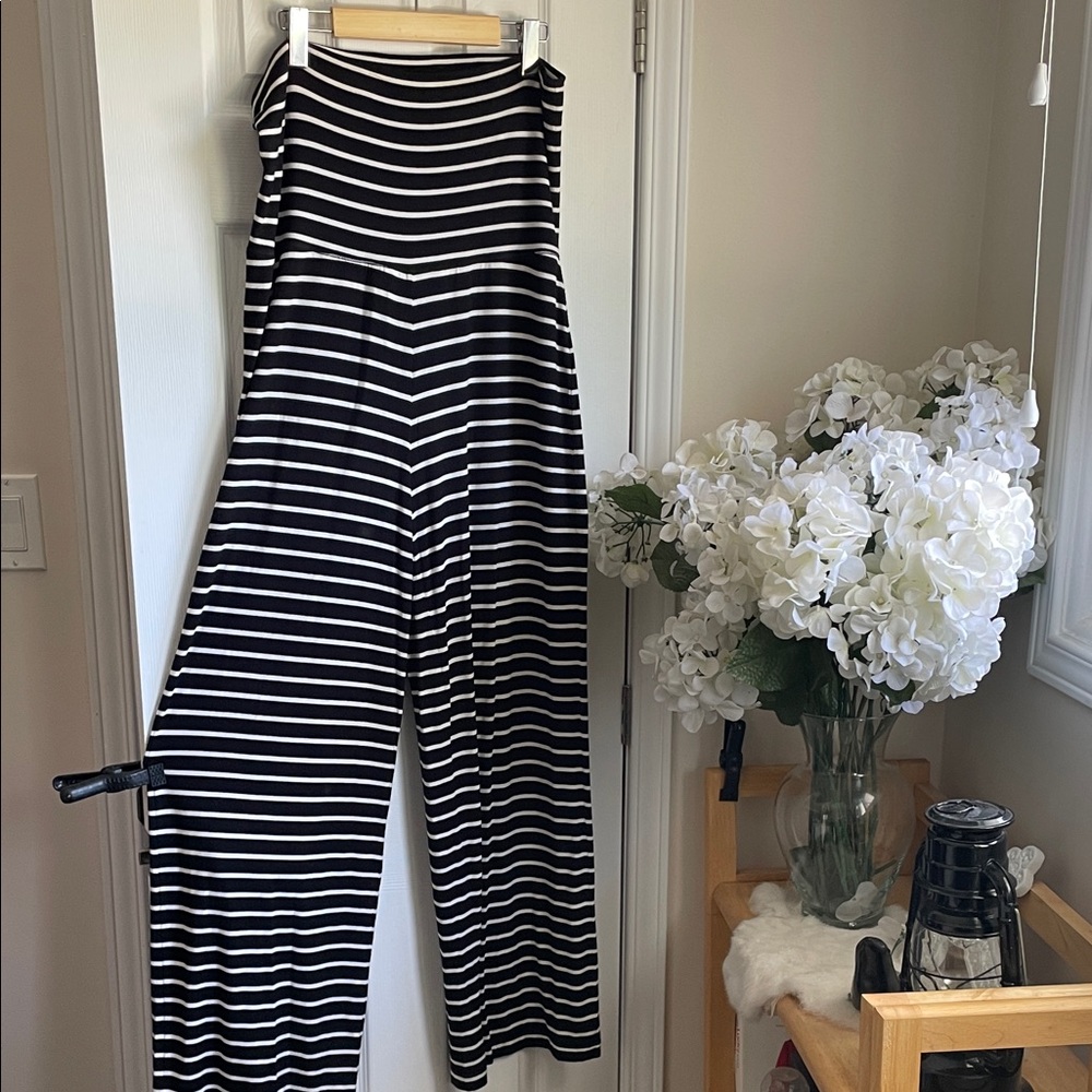 Brilliant Black & White Softest Jersey TALL Striped Pants